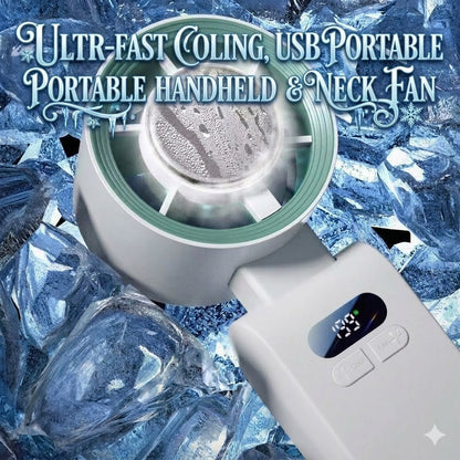 Compact, stylish, and High-speed cooling handheld fan, USB portable neckable small fan-WR