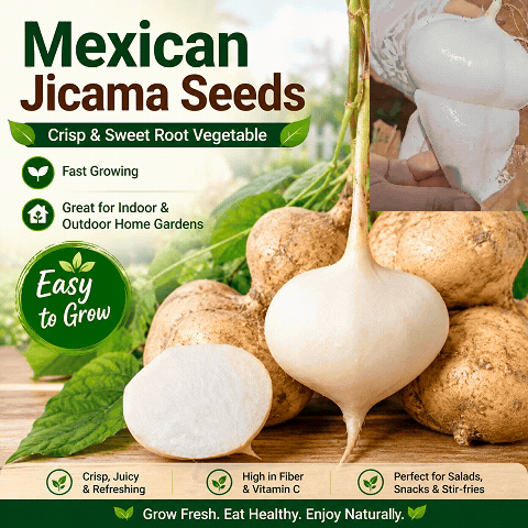 Start Growing Fresh Mexican Jicama Seeds at Home - A Crisp, Sweet Root Vegetable for Your Garden-WR