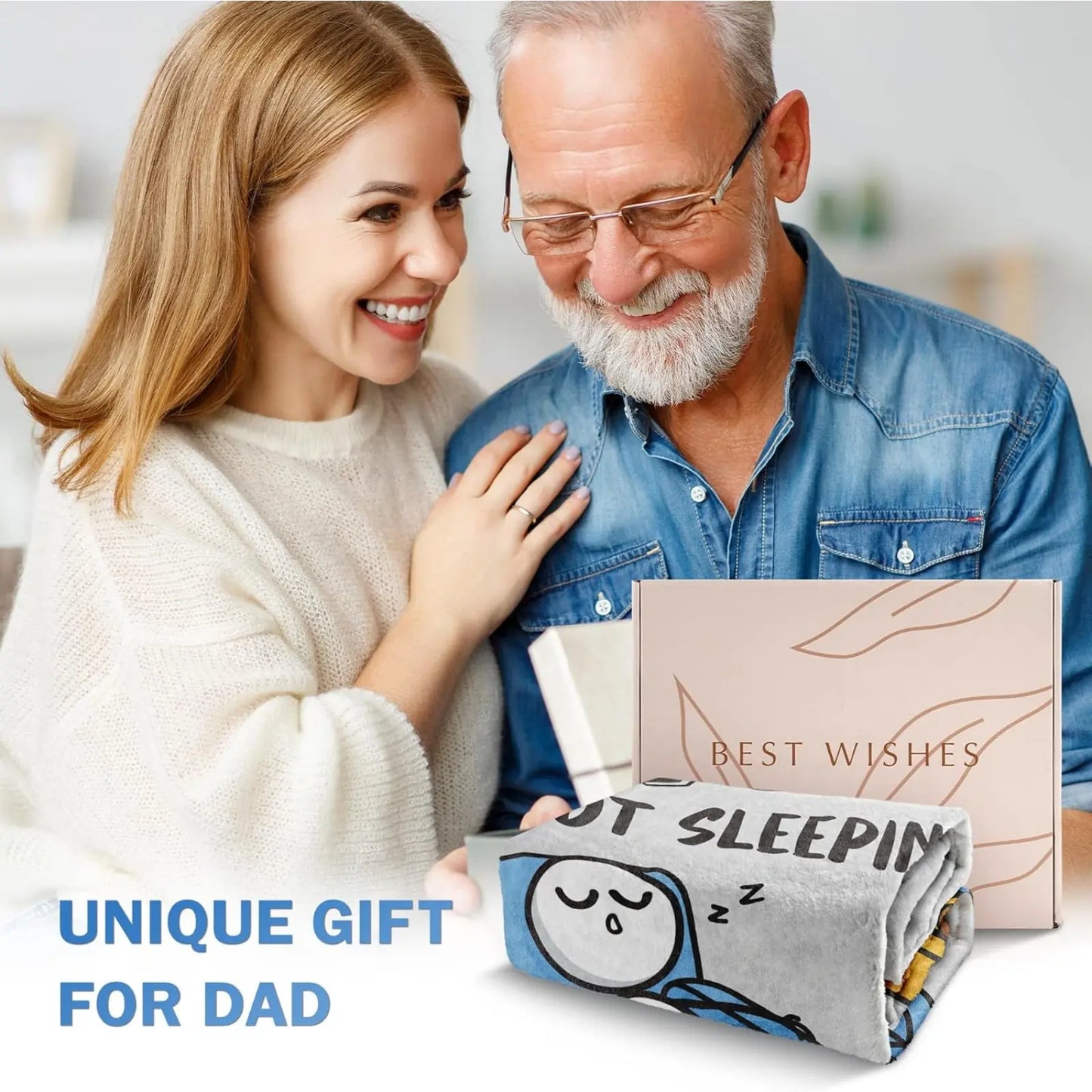 Father’s Day Funny Dad Blanket – “Dad Is Not Sleeping, Just Resting His Eyes” Ultra Soft Flannel Throw, Best Gift for Dad & Husband-ZP