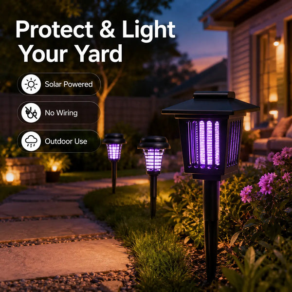 Solar Mosquito Zapper Light – Outdoor Garden Stake Lamp, UV Insect Killer, Solar Powered, Dual Mode (Mosquito Control + Pathway Lighting), Weather Resistant, Easy Setup, Small & Large Round + Square Options-ZP