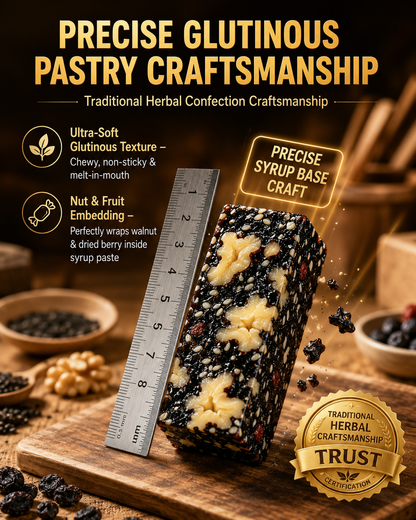 Mulberry Rehmannia & Black Goji Sesame Cake – Soft Herbal Nut Snack, Low Sugar Energy Bar-WR