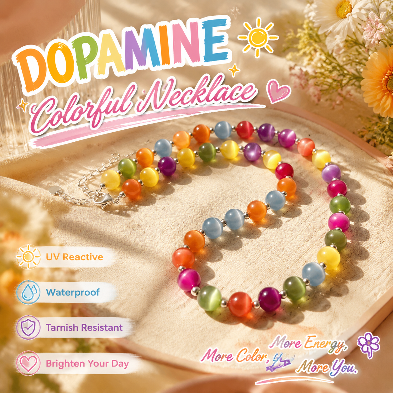 Dopamine exquisite necklace, UV-reactive waterproof necklace set-ZP