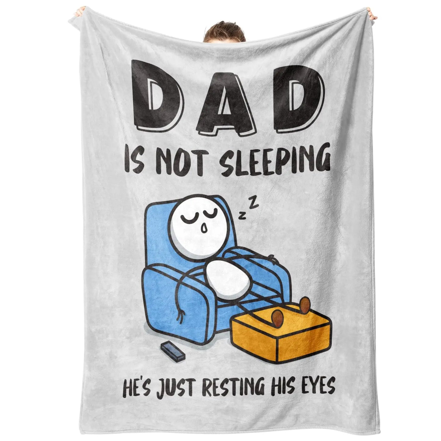 Father’s Day Funny Dad Blanket – “Dad Is Not Sleeping, Just Resting His Eyes” Ultra Soft Flannel Throw, Best Gift for Dad & Husband-ZP