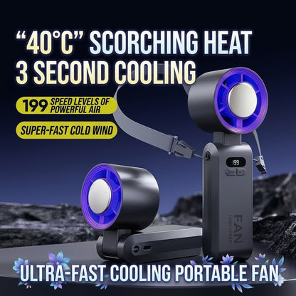 Compact, stylish, and High-speed cooling handheld fan, USB portable neckable small fan-WR