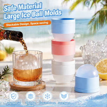 Large Silicone Ice Ball Mold Set – Slow-Melting Ice Spheres for Whiskey, Cocktails & Iced Drinks-ZP