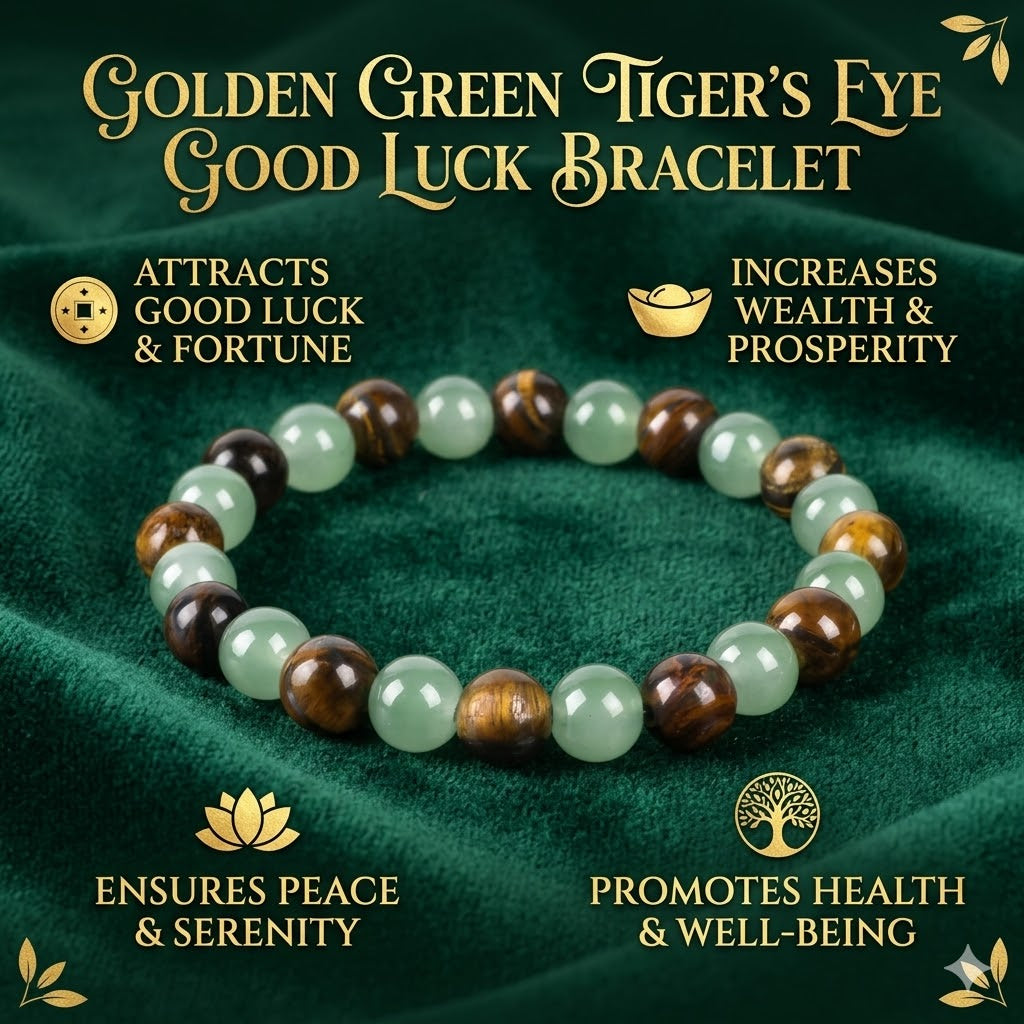 Golden Green Tiger Eye Bracelet | A Symbol of Luck, Protection & Positive Energy-ZP