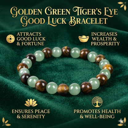 Golden Green Tiger Eye Bracelet | A Symbol of Luck, Protection & Positive Energy-ZP