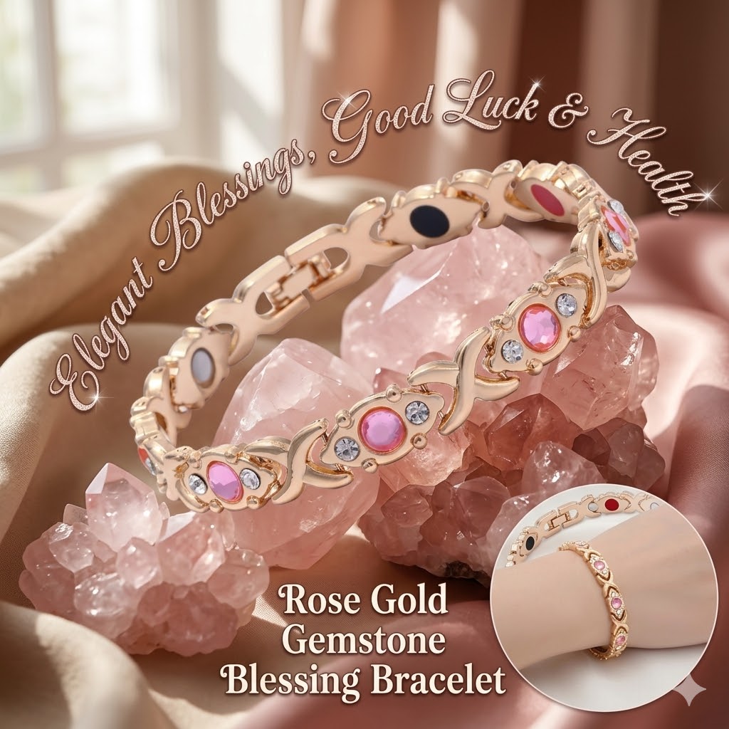 Rose Gold Gemstone Blessing Bracelet | Wear Luck, Peace & Wellness Every Day-ZP