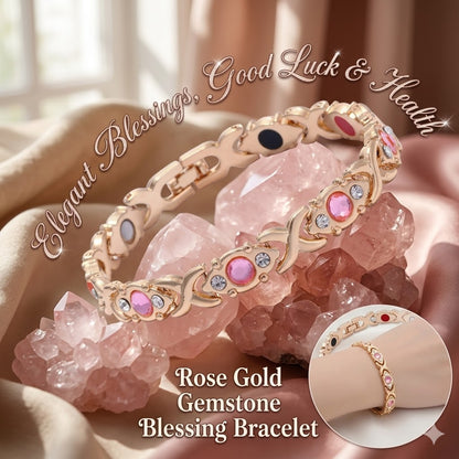 Rose Gold Gemstone Blessing Bracelet | Wear Luck, Peace & Wellness Every Day-ZP