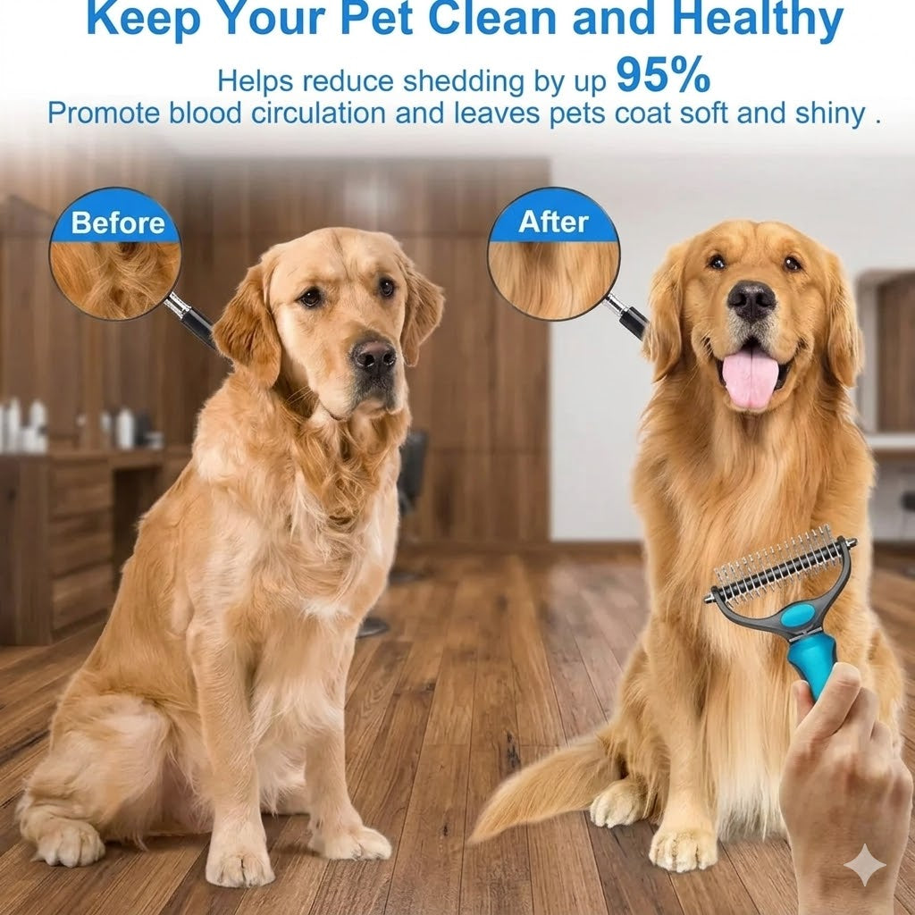 Gentle Pet Grooming Brush for Dogs & Cats Remove Loose Fur, Smooth the Coat, and Make Grooming Easier at Home-WR