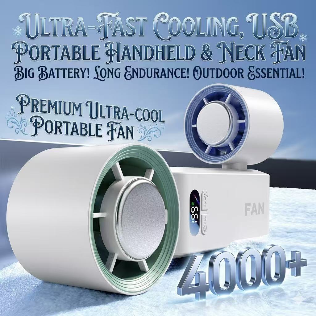 Compact, stylish, and High-speed cooling handheld fan, USB portable neckable small fan-WR