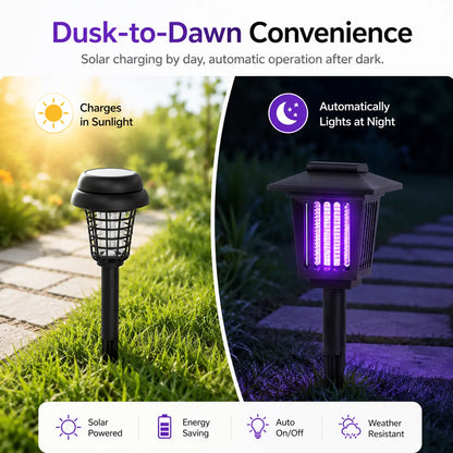 Solar Mosquito Zapper Light – Outdoor Garden Stake Lamp, UV Insect Killer, Solar Powered, Dual Mode (Mosquito Control + Pathway Lighting), Weather Resistant, Easy Setup, Small & Large Round + Square Options-ZP