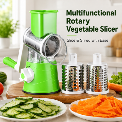 Make Fresh Salads, Shredded Veggies & Meal Prep Faster — Get 3 Interchangeable Blades FREE With Your Rotary Vegetable Slicer - WR