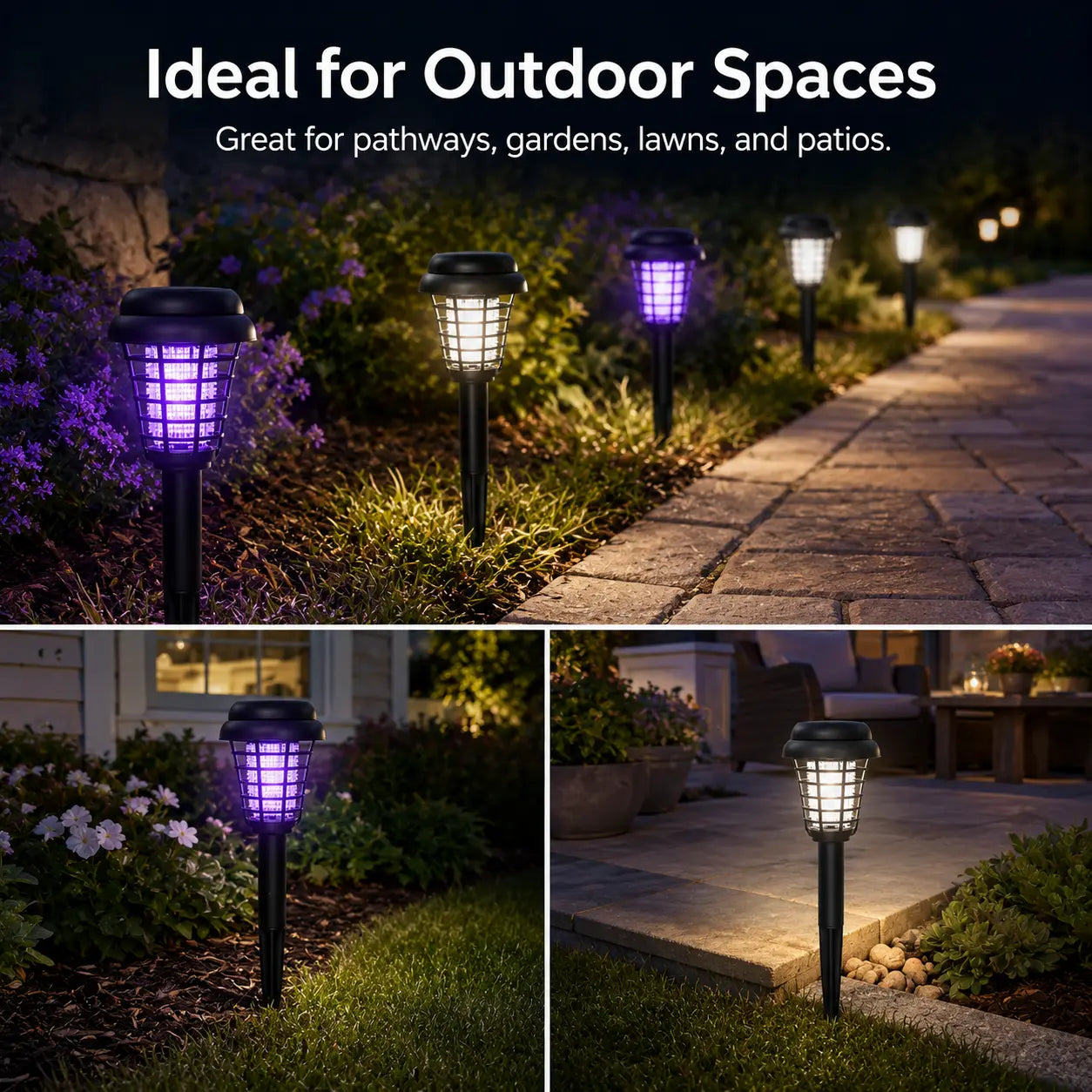 Solar Mosquito Zapper Light – Outdoor Garden Stake Lamp, UV Insect Killer, Solar Powered, Dual Mode (Mosquito Control + Pathway Lighting), Weather Resistant, Easy Setup, Small & Large Round + Square Options-ZP