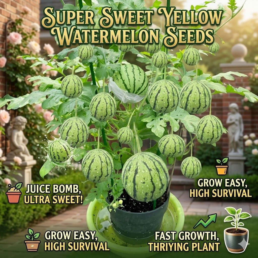 Super Sweet Yellow Flesh Watermelon Seeds | Grow Your Own Juicy Summer Sweetness-WR
