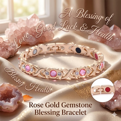 Rose Gold Gemstone Blessing Bracelet | Wear Luck, Peace & Wellness Every Day-ZP