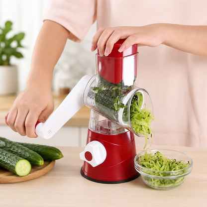 Make Fresh Salads, Shredded Veggies & Meal Prep Faster — Get 3 Interchangeable Blades FREE With Your Rotary Vegetable Slicer - WR