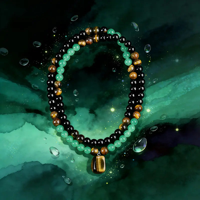 Golden Green Tiger Eye Quartz Imperial Jade Pendant Necklace — Wear Your Luck, Wealth & Protection-WR