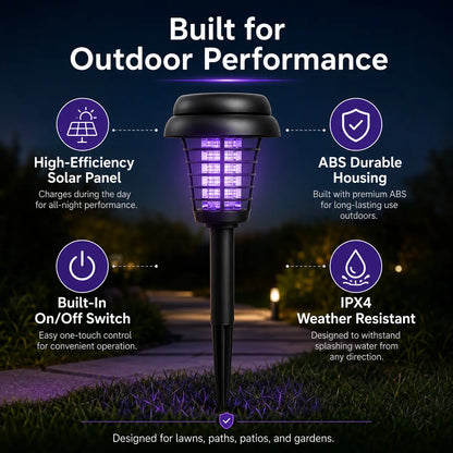 Solar Mosquito Zapper Light – Outdoor Garden Stake Lamp, UV Insect Killer, Solar Powered, Dual Mode (Mosquito Control + Pathway Lighting), Weather Resistant, Easy Setup, Small & Large Round + Square Options-ZP