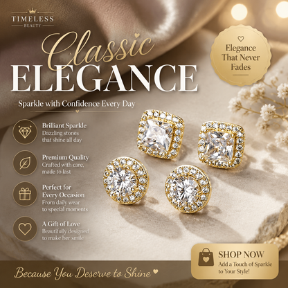 Fashionable and elegant micro-pave full Gemstone round square women's stud earrings, exquisite ear jewelry-ZP