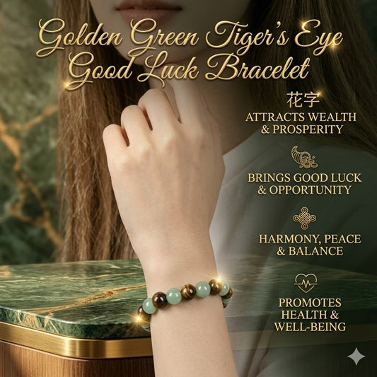 Golden Green Tiger Eye Bracelet | A Symbol of Luck, Protection & Positive Energy-ZP