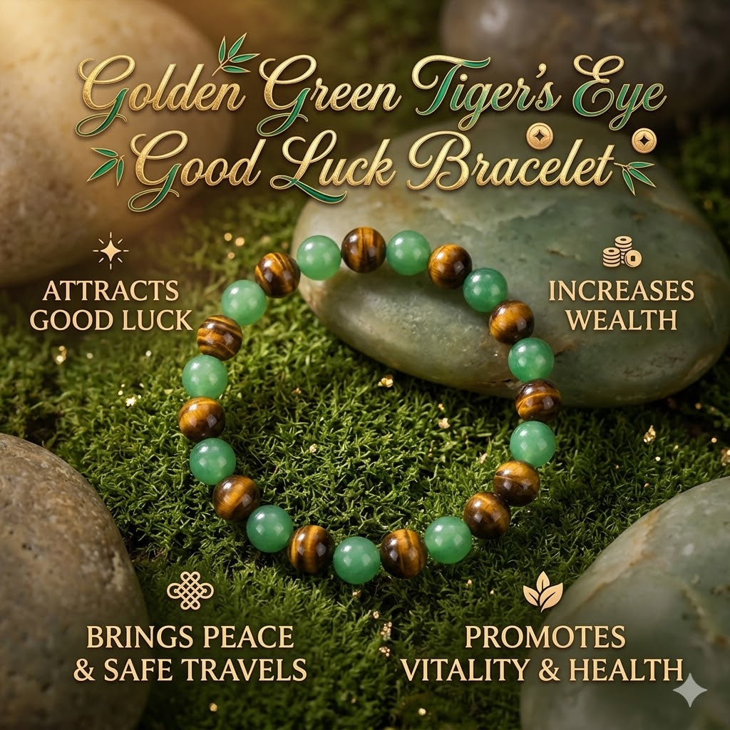 Golden Green Tiger Eye Bracelet | A Symbol of Luck, Protection & Positive Energy-ZP