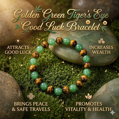 Golden Green Tiger Eye Bracelet | A Symbol of Luck, Protection & Positive Energy-ZP