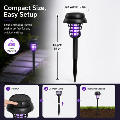 Solar Mosquito Zapper Light – Outdoor Garden Stake Lamp, UV Insect Killer, Solar Powered, Dual Mode (Mosquito Control + Pathway Lighting), Weather Resistant, Easy Setup, Small & Large Round + Square Options-ZP