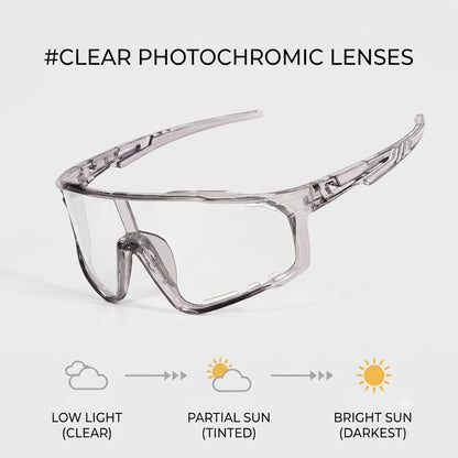 Photochromic sports glasses that adapt to sunlight automatically—ideal for cycling, running, hiking, and everyday outdoor activities-WR