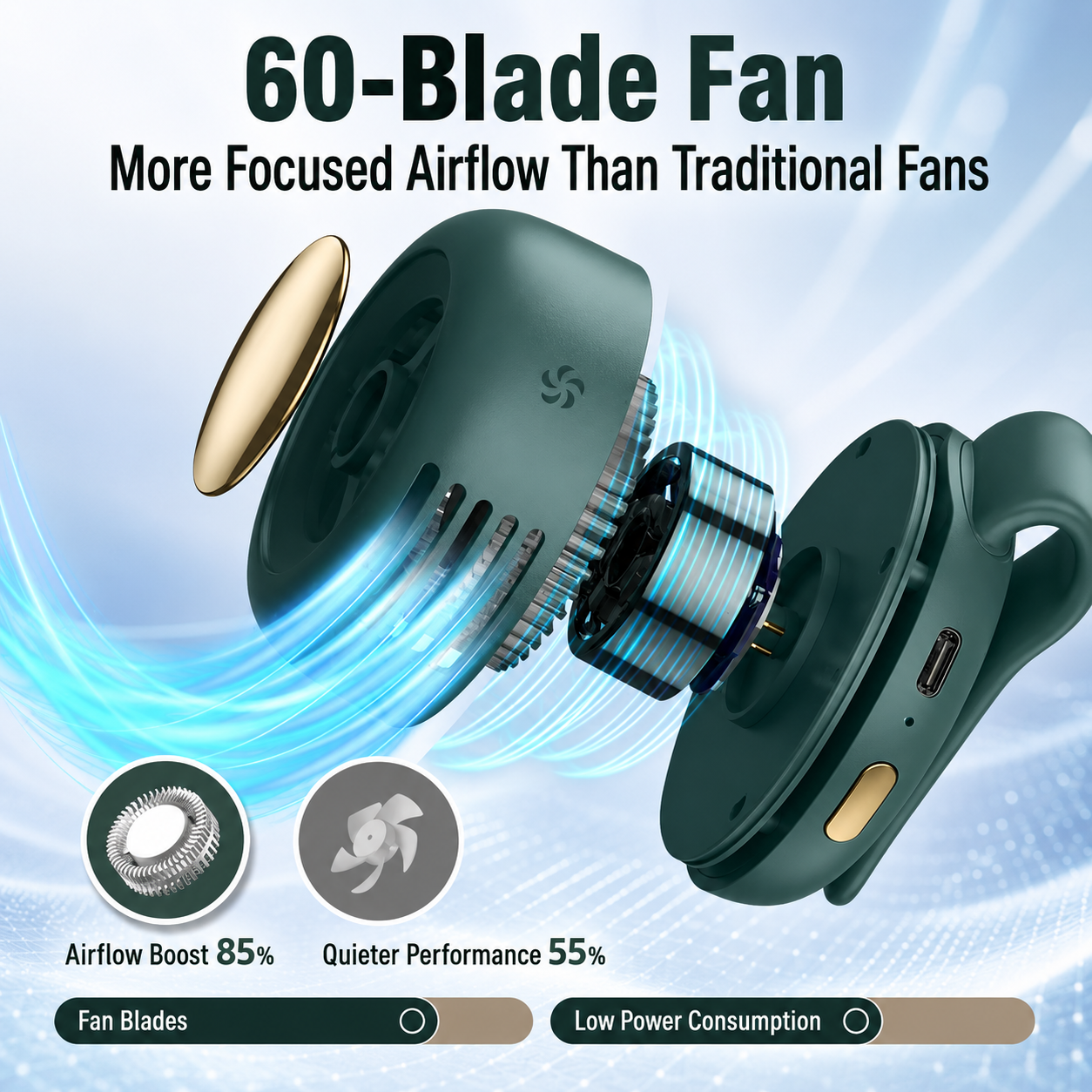 USB Clip Mini Fan – 3-Speed Adjustable, Lightweight & Portable for Hands-Free Cooling Anywhere This Summer-WR