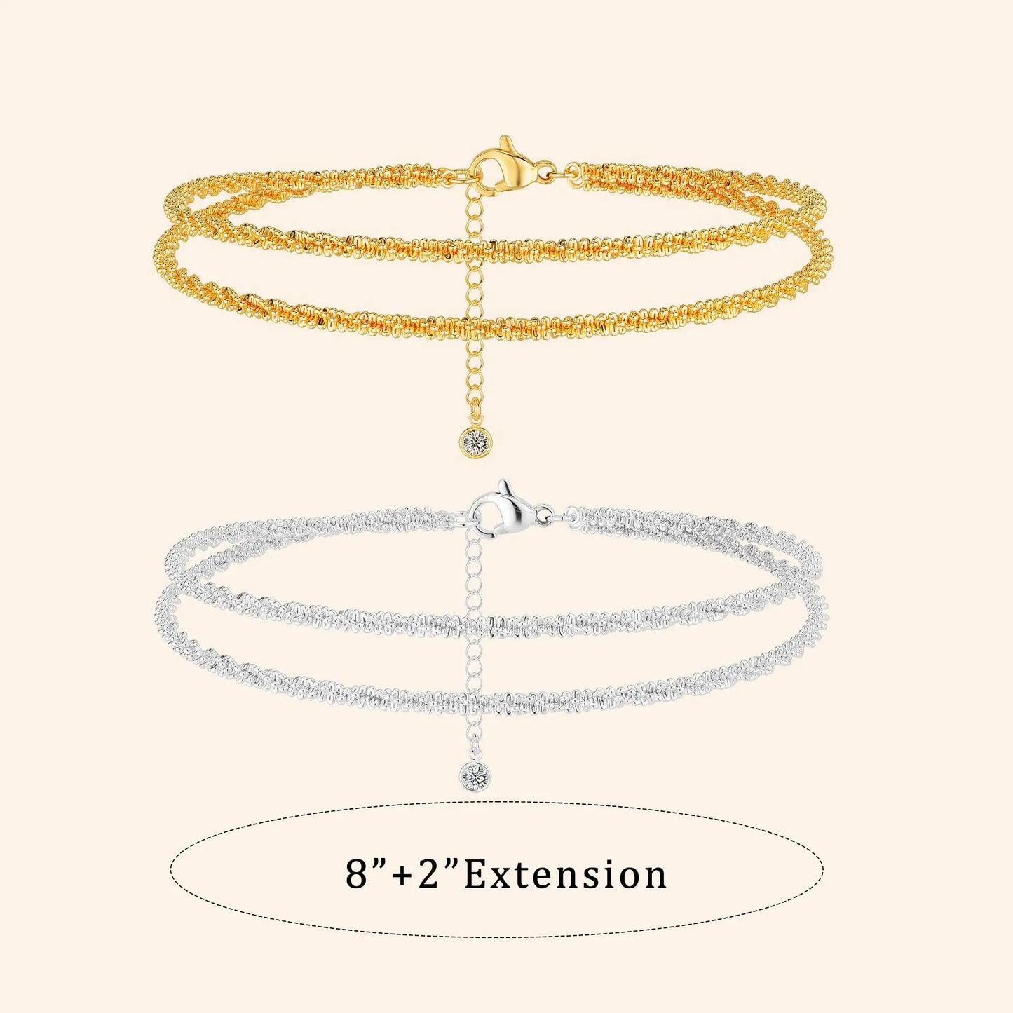 2-in-1 Luxe Glow: Waterproof 14K Gold Layered Anklet & Necklace Set-ZP
