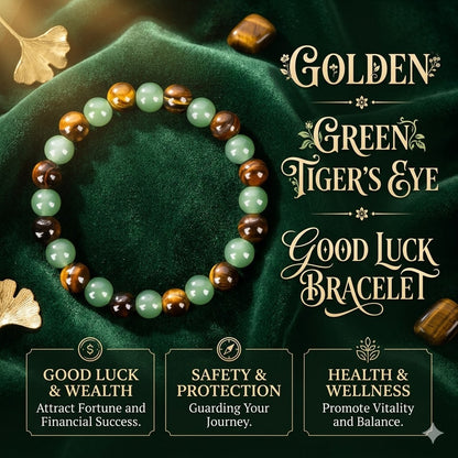 Golden Green Tiger Eye Bracelet | A Symbol of Luck, Protection & Positive Energy-ZP