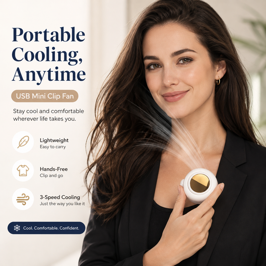 USB Clip Mini Fan – 3-Speed Adjustable, Lightweight & Portable for Hands-Free Cooling Anywhere This Summer-WR