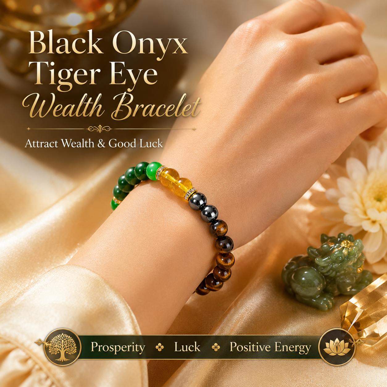 Black Onyx Tiger Eye Prosperity Bracelet Wear Luck, Energy, and Timeless Elegance on Your Wrist-ZP