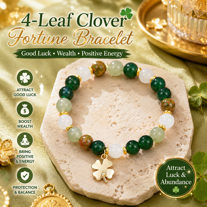 4-Leaf Clover Fortune Bracelet Carry Luck, Beauty, and Positive Energy Every Day-ZP