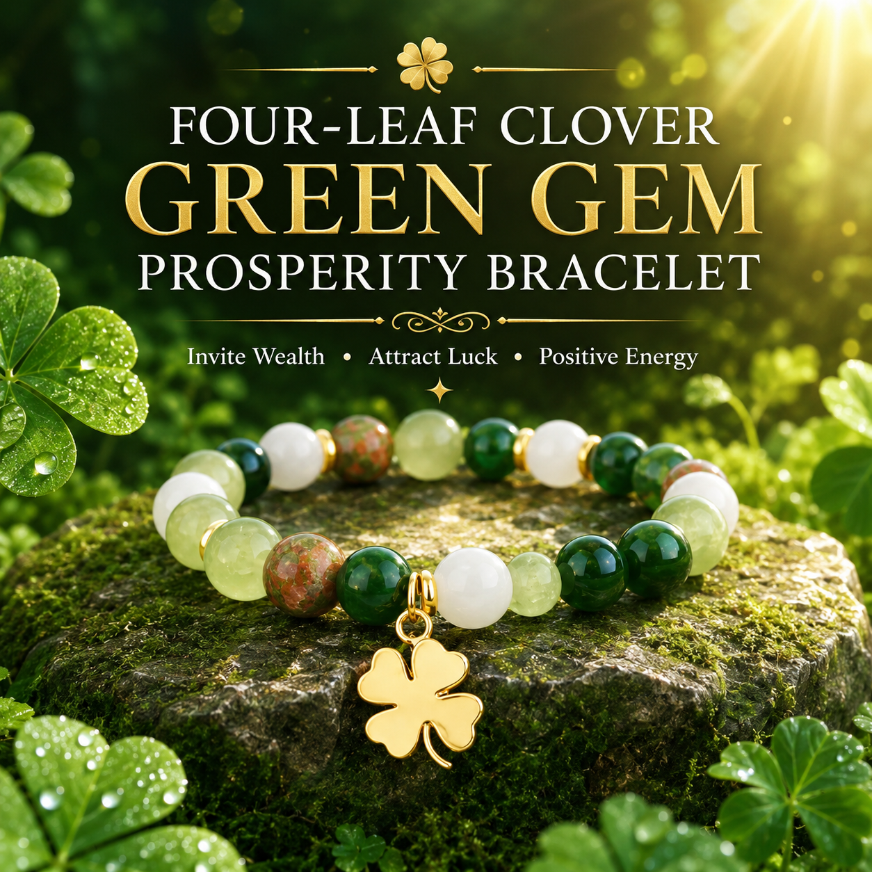 4-Leaf Clover Fortune Bracelet Carry Luck, Beauty, and Positive Energy Every Day-ZP