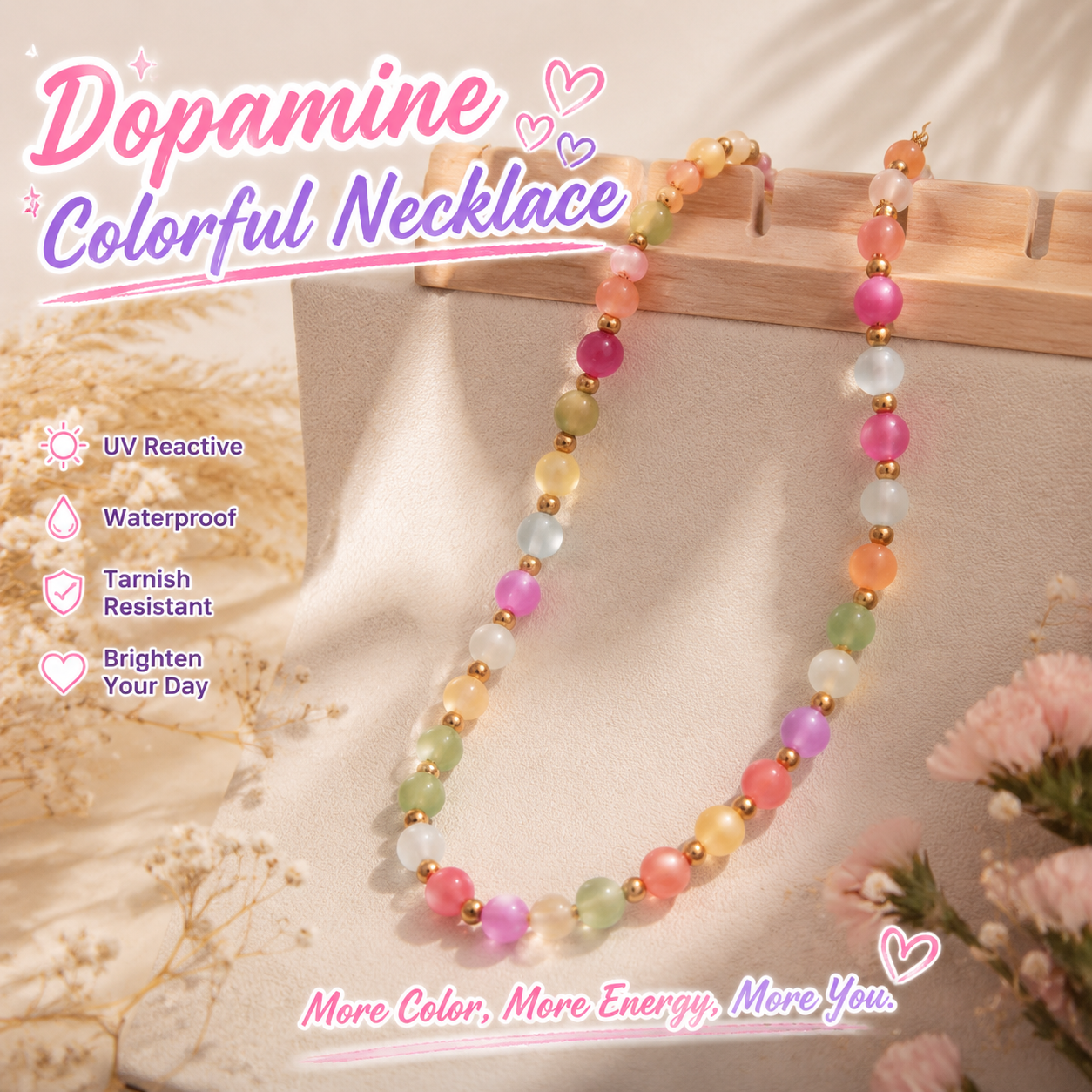 Dopamine exquisite necklace, UV-reactive waterproof necklace set-ZP