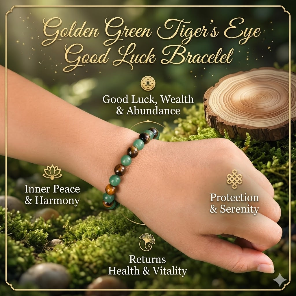 Golden Green Tiger Eye Bracelet | A Symbol of Luck, Protection & Positive Energy-ZP