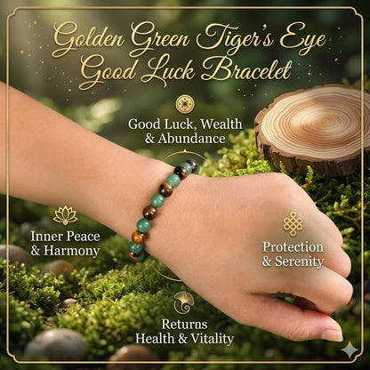 Golden Green Tiger Eye Bracelet | A Symbol of Luck, Protection & Positive Energy-ZP