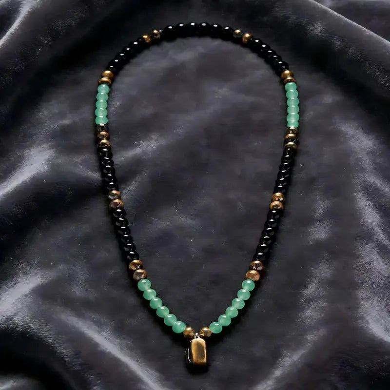 Golden Green Tiger Eye Quartz Imperial Jade Pendant Necklace — Wear Your Luck, Wealth & Protection-WR