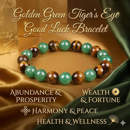 Golden Green Tiger Eye Bracelet | A Symbol of Luck, Protection & Positive Energy-ZP
