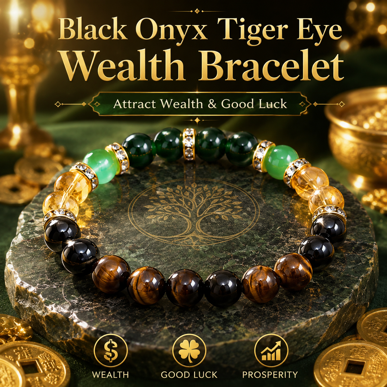 Black Onyx Tiger Eye Prosperity Bracelet Wear Luck, Energy, and Timeless Elegance on Your Wrist-ZP