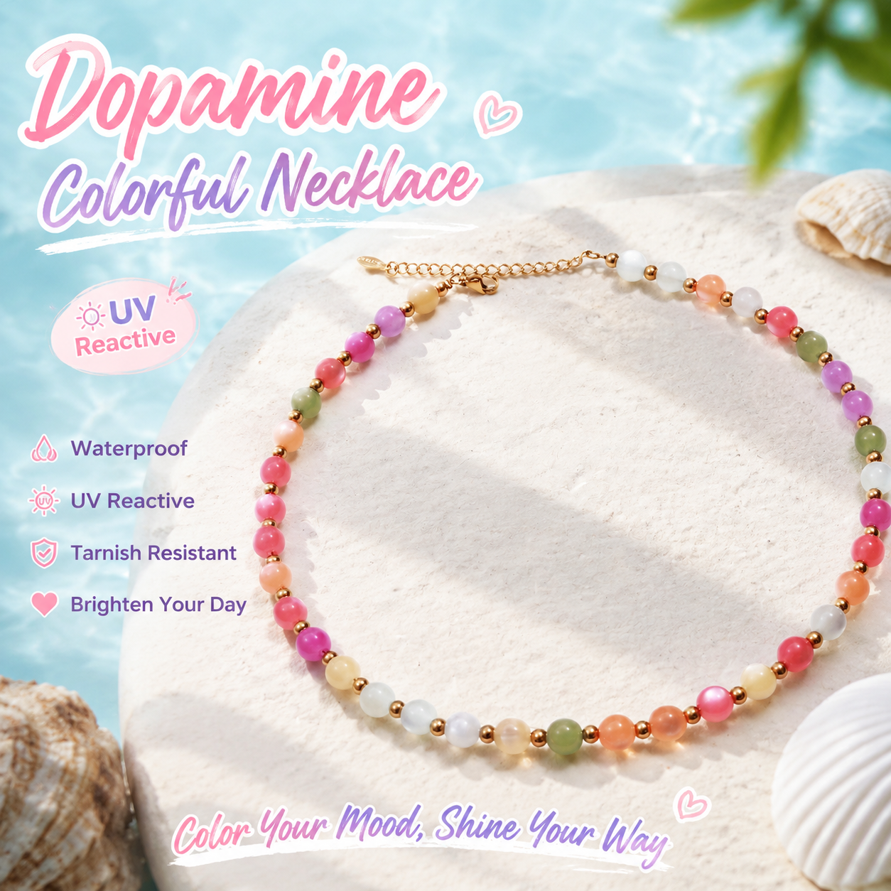 Dopamine exquisite necklace, UV-reactive waterproof necklace set-ZP