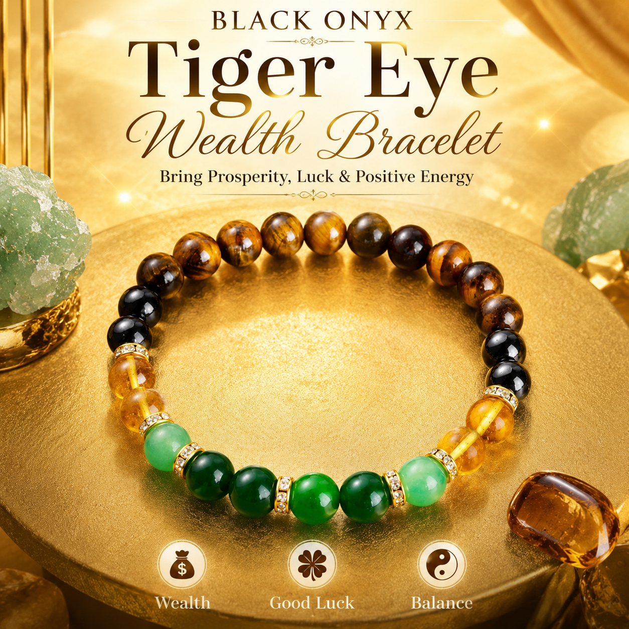 Black Onyx Tiger Eye Prosperity Bracelet Wear Luck, Energy, and Timeless Elegance on Your Wrist-ZP