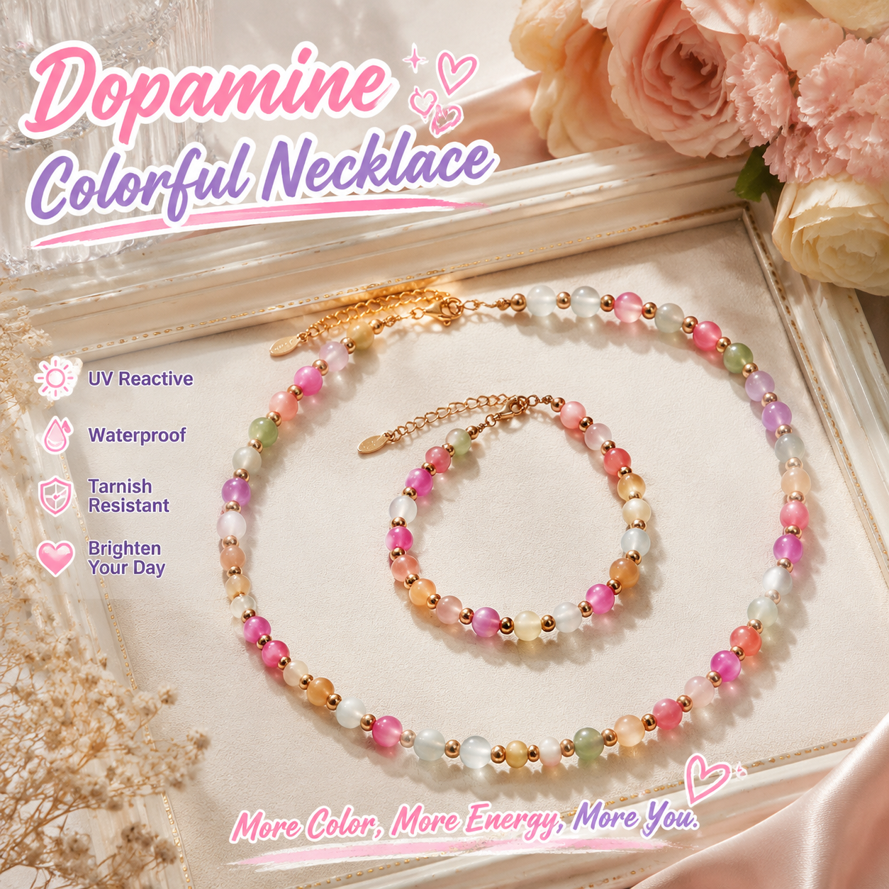 Dopamine exquisite necklace, UV-reactive waterproof necklace set-ZP