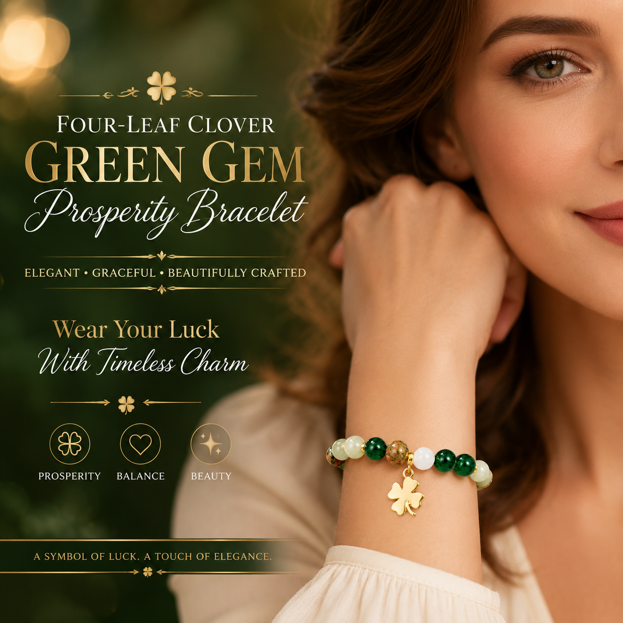 4-Leaf Clover Fortune Bracelet Carry Luck, Beauty, and Positive Energy Every Day-ZP