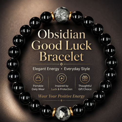 Obsidian lucky bracelet - suitable for both men and women. Ideal gift for Father's Day, Mother's Day or birthday-WR