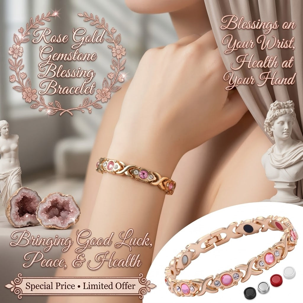 Rose Gold Gemstone Blessing Bracelet | Wear Luck, Peace & Wellness Every Day-ZP