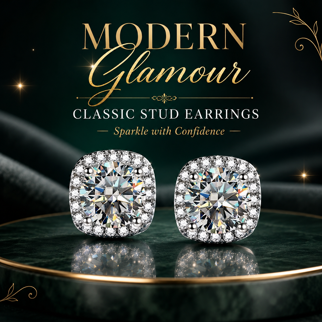 Fashionable and elegant micro-pave full Gemstone round square women's stud earrings, exquisite ear jewelry-ZP