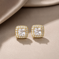 1 Pair of Gold Square Stud Earrings + 1 Gift Box